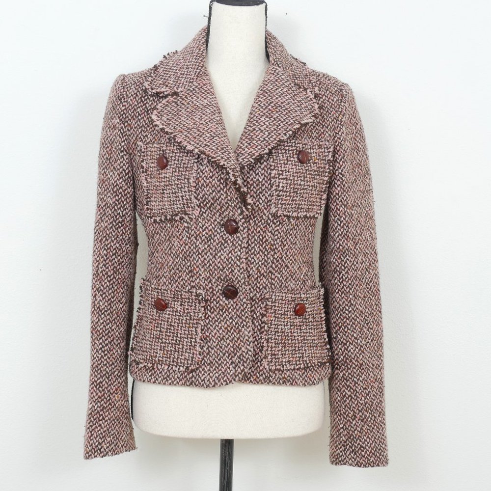 Xetra Italia Pink Brown Tweed Button Up Size 38/US Med. Blazer